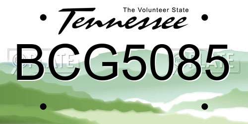 BCG5085 Tennessee License Plate