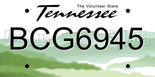 BCG6945 Tennessee License Plate