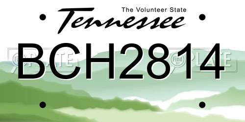 BCH2814 Tennessee License Plate