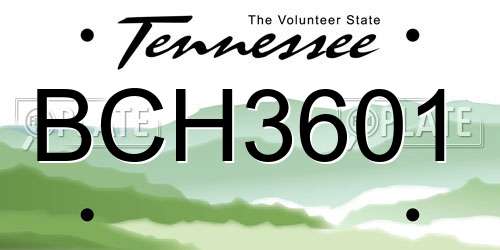 BCH3601 Tennessee License Plate