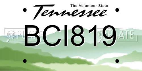 BCI819 Tennessee License Plate