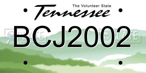 BCJ2002 Tennessee License Plate