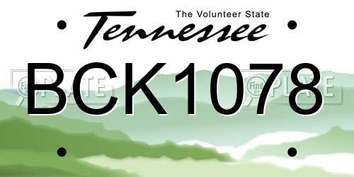 BCK1078 Tennessee License Plate