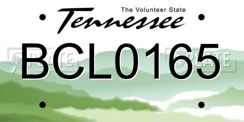 BCL0165 Tennessee License Plate