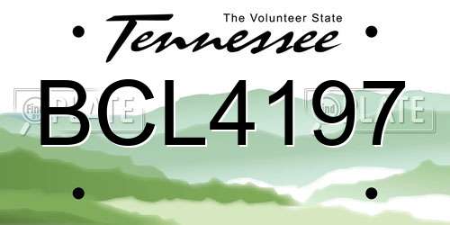 BCL4197 Tennessee License Plate