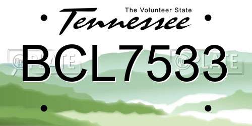 BCL7533 Tennessee License Plate