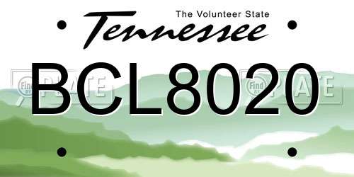 BCL8020 Tennessee License Plate