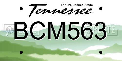 BCM563 Tennessee License Plate