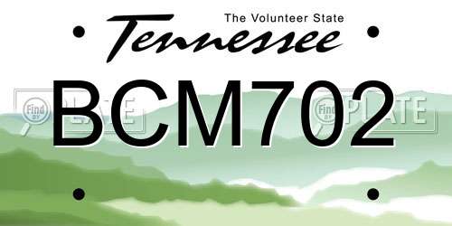 BCM702 Tennessee License Plate