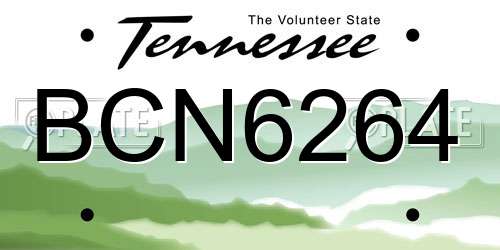 BCN6264 Tennessee License Plate