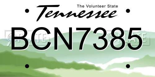 BCN7385 Tennessee License Plate