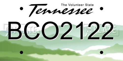 BCO2122 Tennessee License Plate