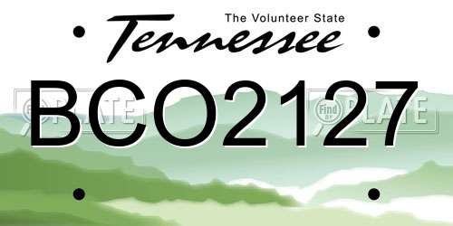 BCO2127 Tennessee License Plate