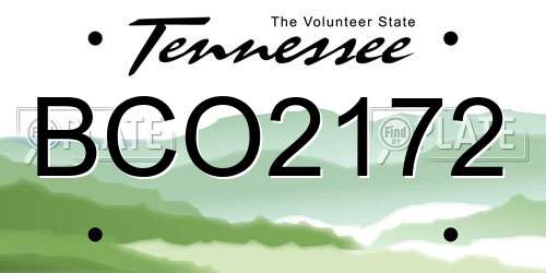 BCO2172 Tennessee License Plate