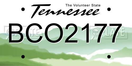 BCO2177 Tennessee License Plate