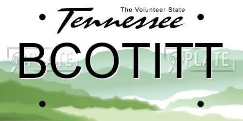 BCOTITT Tennessee License Plate