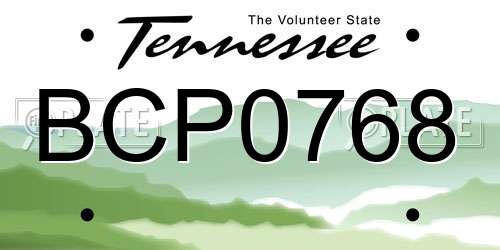BCP0768 Tennessee License Plate