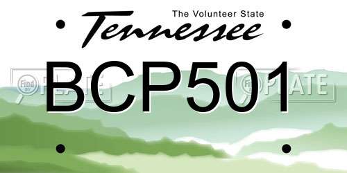 BCP501 Tennessee License Plate