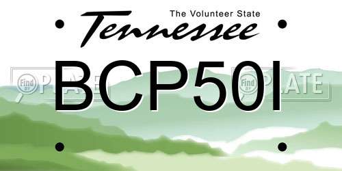 BCP50I Tennessee License Plate