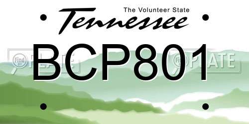 BCP801 Tennessee License Plate