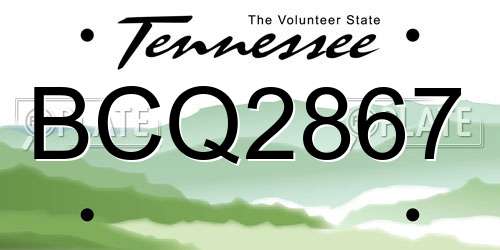 BCQ2867 Tennessee License Plate