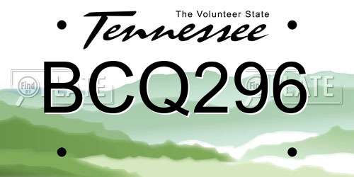 BCQ296 Tennessee License Plate