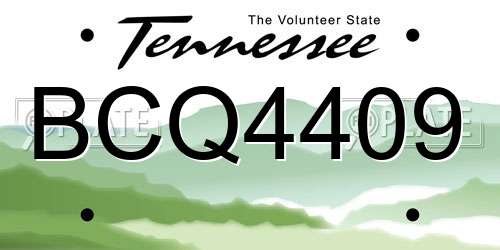 BCQ4409 Tennessee License Plate