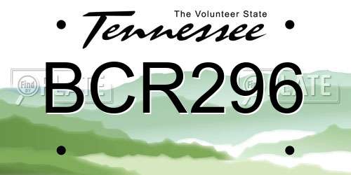 BCR296 Tennessee License Plate