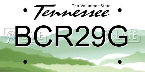 BCR29G Tennessee License Plate