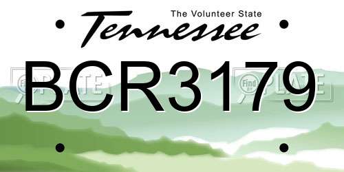 BCR3179 Tennessee License Plate