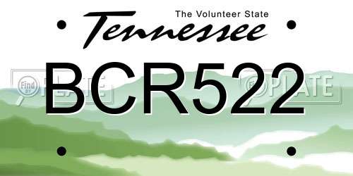 BCR522 Tennessee License Plate