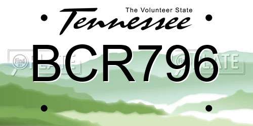 BCR796 Tennessee License Plate