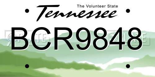 BCR9848 Tennessee License Plate
