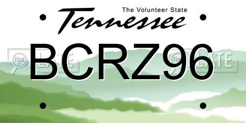 BCRZ96 Tennessee License Plate