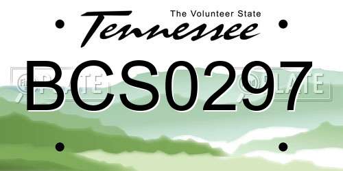 BCS0297 Tennessee License Plate