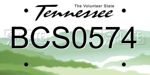 BCS0574 Tennessee License Plate