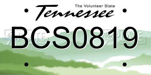 BCS0819 Tennessee License Plate