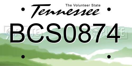 BCS0874 Tennessee License Plate
