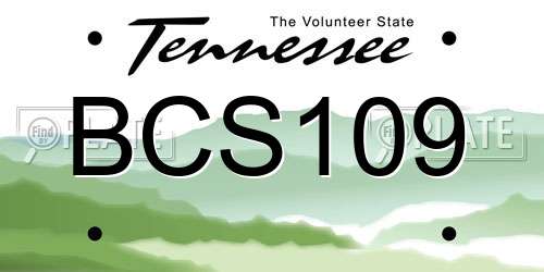 BCS109 Tennessee License Plate