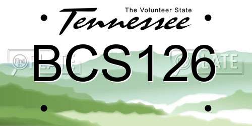 BCS126 Tennessee License Plate