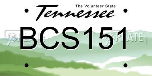 BCS151 Tennessee License Plate