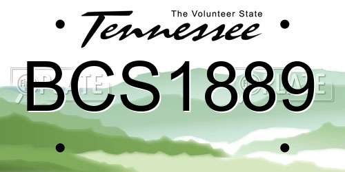 BCS1889 Tennessee License Plate