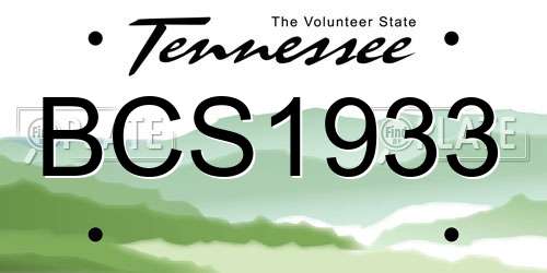 BCS1933 Tennessee License Plate