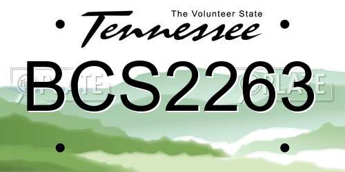 BCS2263 Tennessee License Plate