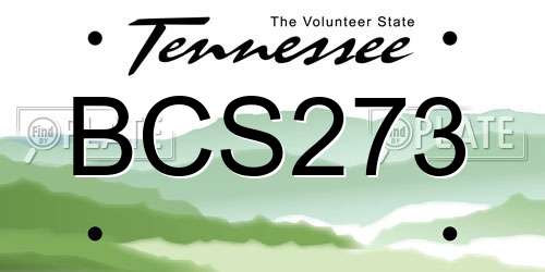 BCS273 Tennessee License Plate