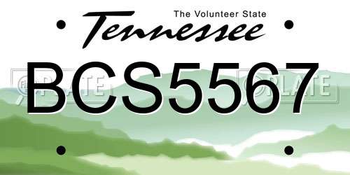 BCS5567 Tennessee License Plate