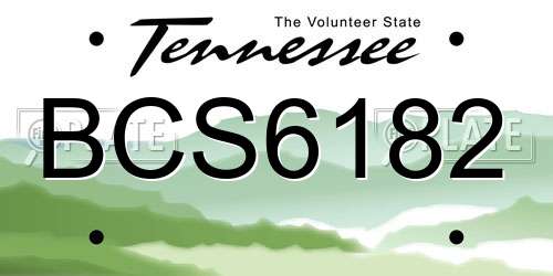 BCS6182 Tennessee License Plate
