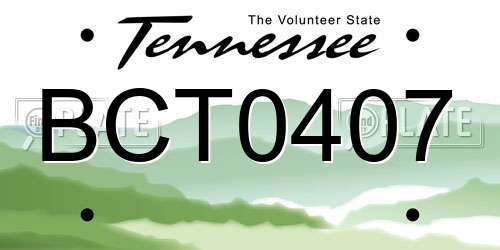 BCT0407 Tennessee License Plate