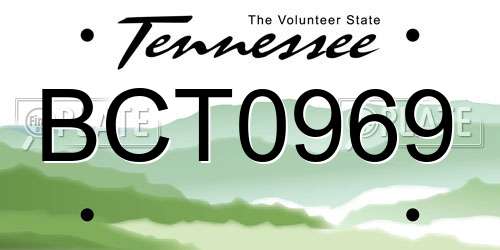 BCT0969 Tennessee License Plate