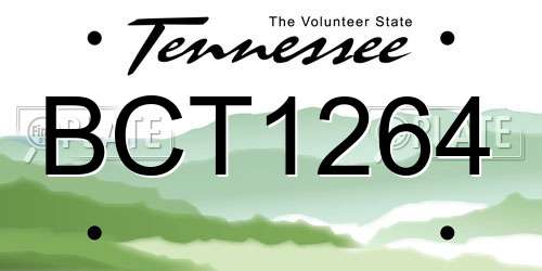BCT1264 Tennessee License Plate